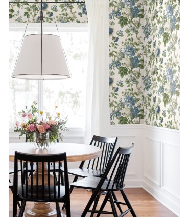 VP1352 - Beatrix Blue Vintage Floral Wallpaper-Jardin