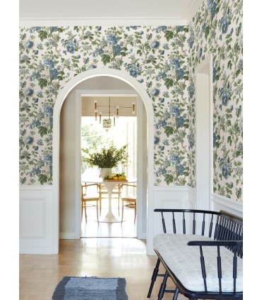 VP1352 - Beatrix Blue Vintage Floral Wallpaper-Jardin