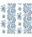 VP1302 - Beaumont Blue Floral Stripe Wallpaper-Jardin