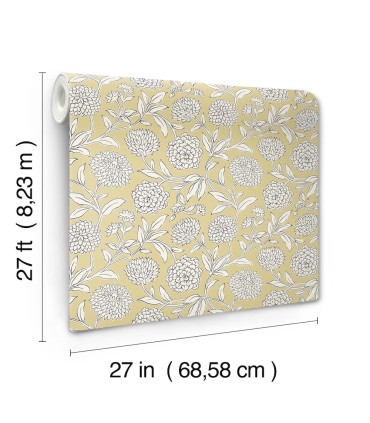 VP1364 - Chatsworth Garden Butter Floral Trail Wallpaper-Jardin
