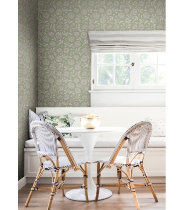 VP1362 - Chatsworth Garden Light Green Floral Trail Wallpaper-Jardin