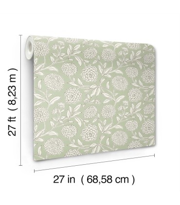 VP1362 - Chatsworth Garden Light Green Floral Trail Wallpaper-Jardin