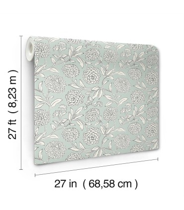 VP1361 - Chatsworth Garden Sky Blue Floral Trail Wallpaper-Jardin