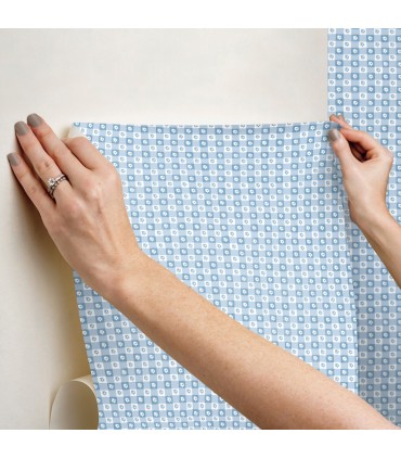 PSW1689RL - Daisy Gingham Blue Floral Check Wallpaper by Rifle Paper Co.