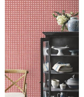 PSW1691RL - Daisy Gingham Red Floral Check Wallpaper by Rifle Paper Co.