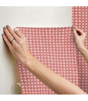 PSW1691RL - Daisy Gingham Red Floral Check Wallpaper by Rifle Paper Co.