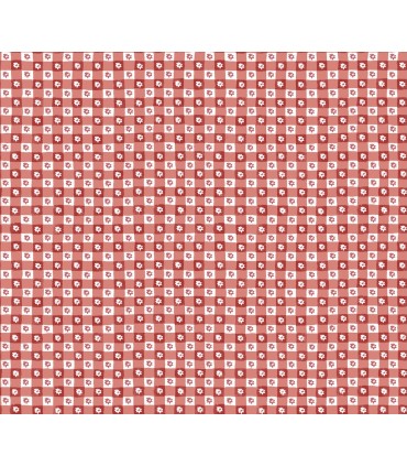 PSW1691RL - Daisy Gingham Red Floral Check Wallpaper by Rifle Paper Co.