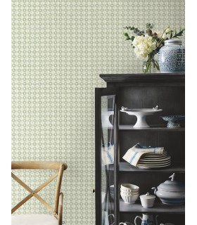 PSW1694RL - Daisy Gingham Green Floral Check Wallpaper by Rifle Paper Co.