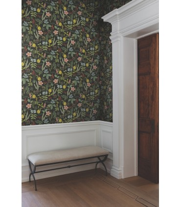 PSW1676RL - Herb Garden Black Botanical Wallpaper by Rifle Paper Co.