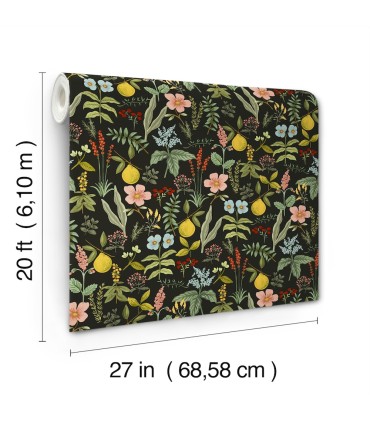 PSW1676RL - Herb Garden Black Botanical Wallpaper by Rifle Paper Co.