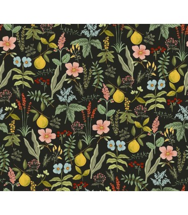 PSW1676RL - Herb Garden Black Botanical Wallpaper by Rifle Paper Co.