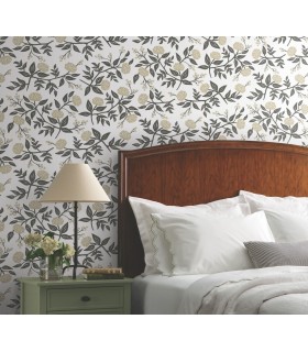PSW1686RL - Peonies Gold Floral Wallpaper by Rifle Paper Co.