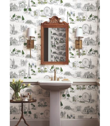 PSW1682RL - Travel Sketches Blue Globetrotter Wallpaper by Rifle Paper Co.