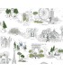 PSW1682RL - Travel Sketches Blue Globetrotter Wallpaper by Rifle Paper Co.