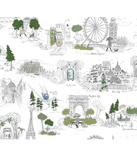 PSW1682RL - Travel Sketches Blue Globetrotter Wallpaper by Rifle Paper Co.