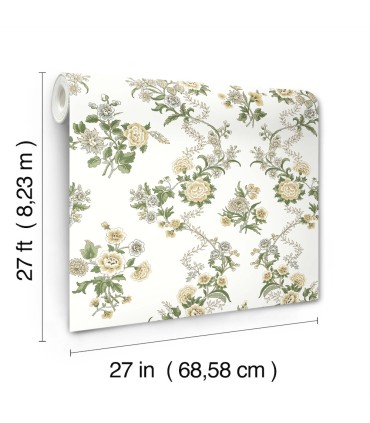 VP1421 - Genevieve Butter Floral Trail Wallpaper-Jardin