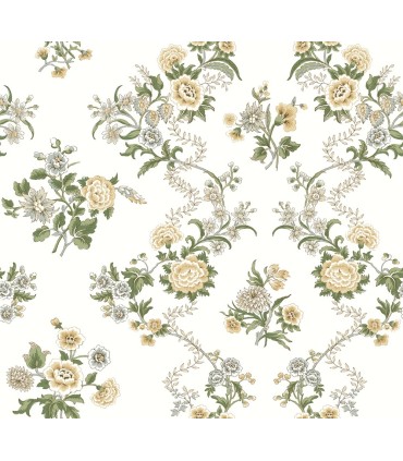 VP1421 - Genevieve Butter Floral Trail Wallpaper-Jardin