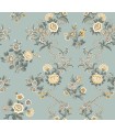 VP1422 - Genevieve Harbor Blue Floral Trail Wallpaper-Jardin