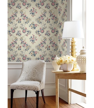 VP1424 - Genevieve Rose Floral Trail Wallpaper-Jardin