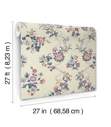 VP1424 - Genevieve Rose Floral Trail Wallpaper-Jardin