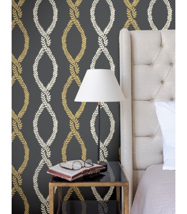 VP1324 - Laureate Black Vine Trellis Wallpaper-Jardin