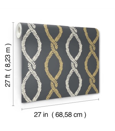 VP1324 - Laureate Black Vine Trellis Wallpaper-Jardin
