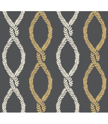 VP1324 - Laureate Black Vine Trellis Wallpaper-Jardin