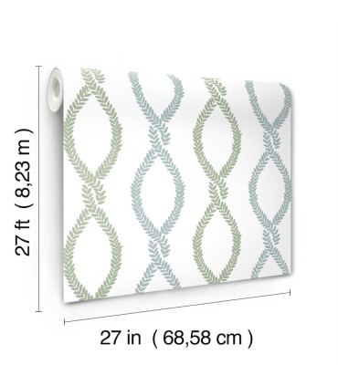 VP1321 - Laureate Light Green Vine Trellis Wallpaper-Jardin