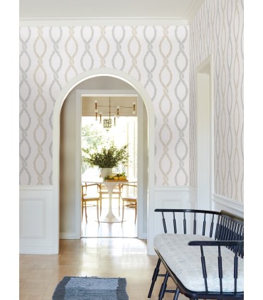 VP1322 - Laureate Neutral Vine Trellis Wallpaper-Jardin