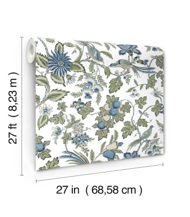 VP1314 - Parterre Blue Jacobean Wallpaper-Jardin