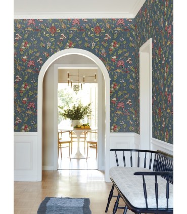 VP1311 - Parterre Indigo Jacobean Wallpaper-Jardin