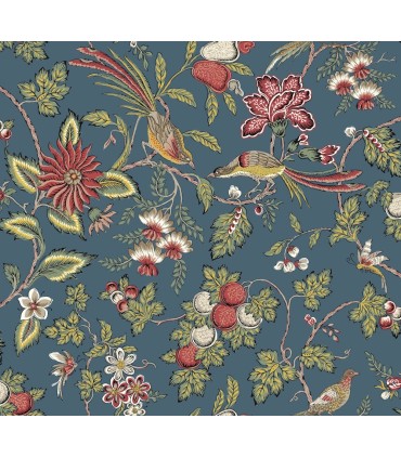 VP1311 - Parterre Indigo Jacobean Wallpaper-Jardin