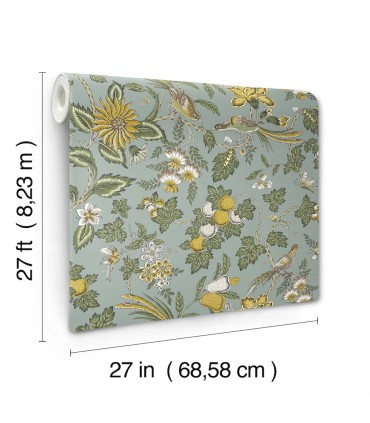 VP1315 - Parterre Light Blue Jacobean Wallpaper-Jardin