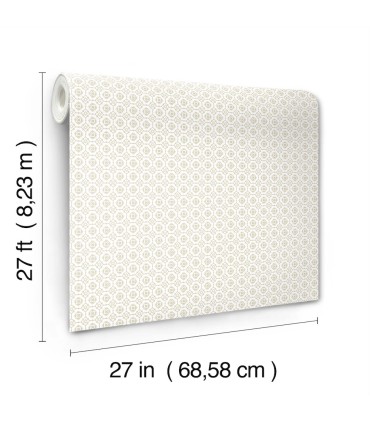 VP1333 - Priti Beige Floral Grid Wallpaper-Jardin