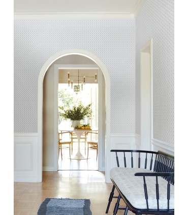 VP1331 - Priti Light Blue Floral Grid Wallpaper-Jardin