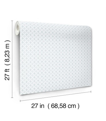 VP1331 - Priti Light Blue Floral Grid Wallpaper-Jardin