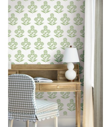 VP1436 - Souci Green Marigolds Wallpaper-Jardin