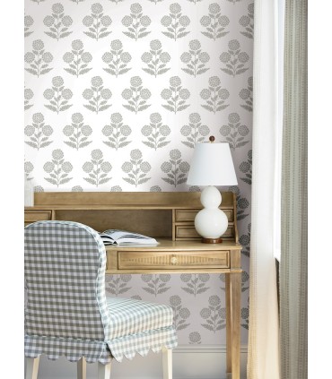 VP1435 - Souci Grey Marigolds Wallpaper-Jardin
