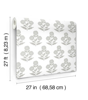 VP1435 - Souci Grey Marigolds Wallpaper-Jardin