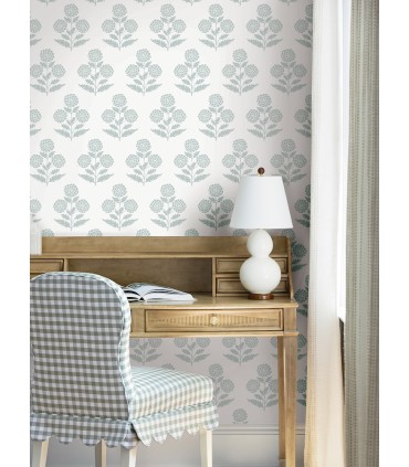 VP1431 - Souci Light Blue Marigolds Wallpaper-Jardin