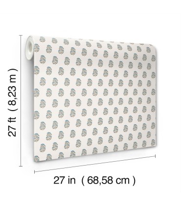 VP1383 - Sylvie Teal Floral Wallpaper-Jardin
