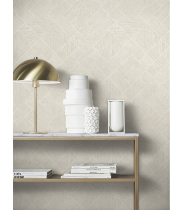 MA35509 - Marquetry Beige Tile Wallpaper-Opulent Accents