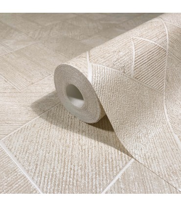 MA35509 - Marquetry Beige Tile Wallpaper-Opulent Accents