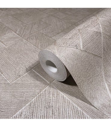 MA35510 - Marquetry Grey Tile Wallpaper-Opulent Accents