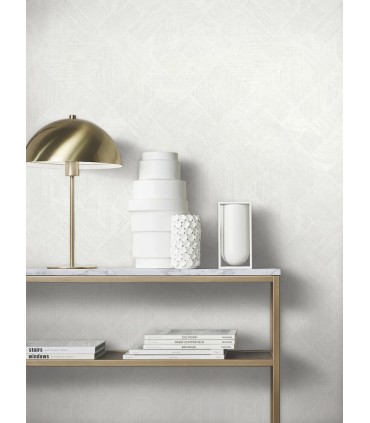 MA35508 - Marquetry White Tile Wallpaper-Opulent Accents
