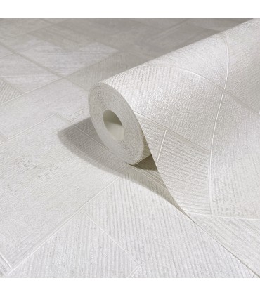 MA35508 - Marquetry White Tile Wallpaper-Opulent Accents