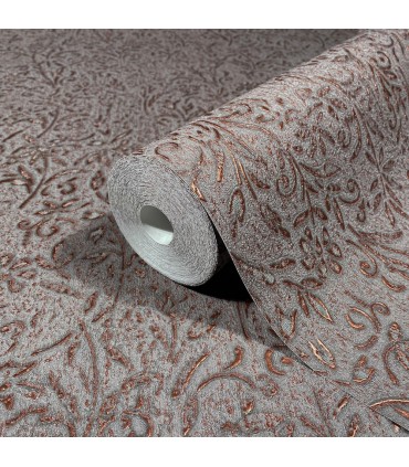MA35534 - Sculpted Floral Copper Relief Wallpaper-Opulent Accents