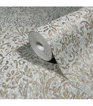 MA35532 - Sculpted Floral Gold Relief Wallpaper-Opulent Accents