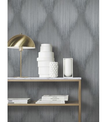 MA35804 - Starfall Pewter Metallic Ikat Wallpaper-Opulent Accents