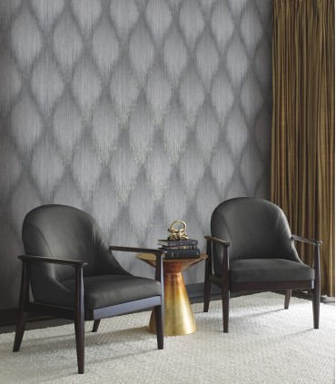 MA35804 - Starfall Pewter Metallic Ikat Wallpaper-Opulent Accents